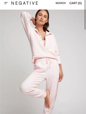 Negative Underwear Pink Waffle Knit Set Worn Once